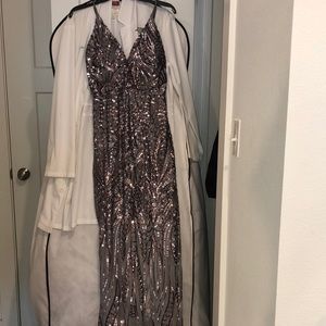 Formal Gray Sequins Dress